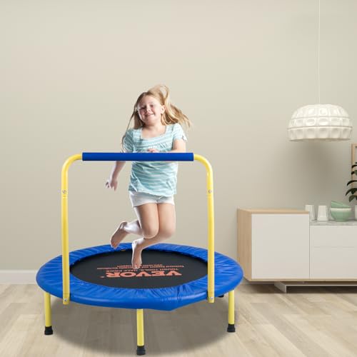 VEVOR Trampolin Gartentrampolin 810x920x920 mm, Klappabrer Trampolin Mini 60 kg Gewichtstragfähigkeit Fitness Trampolin, Kindertrampolin Kleinkind Trampolin Blau Indoor/Outdoor/Garten/Drinnen - 8