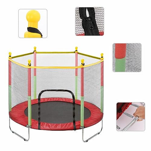 Youyijia Trampolin Kinder Bodentrampolin mit Sicherheitsnetz Outdoor Gartentrampolin Zuhause Sportgeräte Kindertrampolin 140cm Durchmesser belastbar bis 90kg - 3