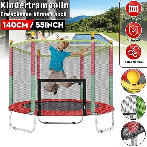 Youyijia Trampolin Kinder Bodentrampolin mit Sicherheitsnetz Outdoor Gartentrampolin Zuhause Sportgeräte Kindertrampolin 140cm Durchmesser belastbar bis 90kg - 6