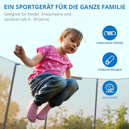 KINETIC SPORTS Trampolin Outdoor Salto Ø 183 cm - TÜV Rheinland geprüft, Kindertrampolin Gartentrampolin Set mit Leiter, Netz, Randpolster, USA Sprungtuch – bis 50 kg, Blau - 3