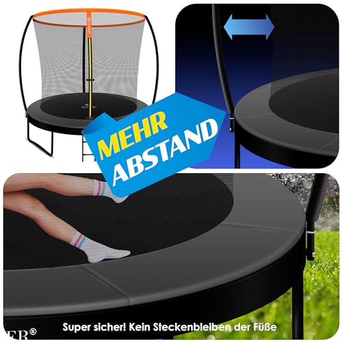 KESSER® Trampolin Ø 244cm | TÜV Rheinland GS Zertifiziert | Gartentrampolin Kindertrampolin bis 150 kg | Komplettset mit Sicherheitsnetz, Leiter, Randabdeckung & Zubehör - 3