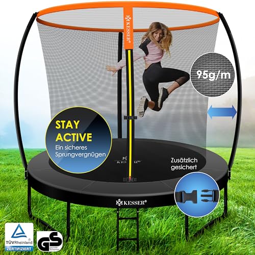 KESSER® Trampolin Ø 244cm | TÜV Rheinland GS Zertifiziert | Gartentrampolin Kindertrampolin bis 150 kg | Komplettset mit Sicherheitsnetz, Leiter, Randabdeckung & Zubehör - 6