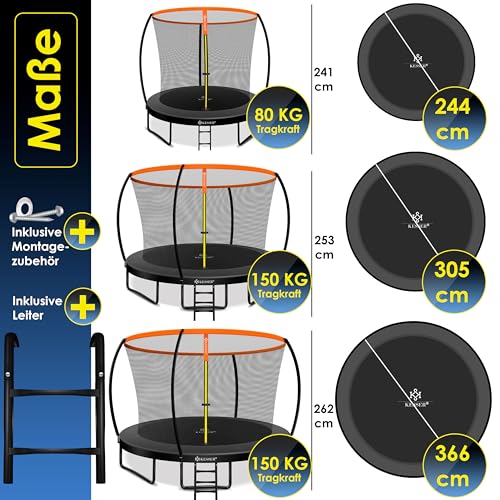 KESSER® Trampolin Ø 244cm | TÜV Rheinland GS Zertifiziert | Gartentrampolin Kindertrampolin bis 150 kg | Komplettset mit Sicherheitsnetz, Leiter, Randabdeckung & Zubehör - 7