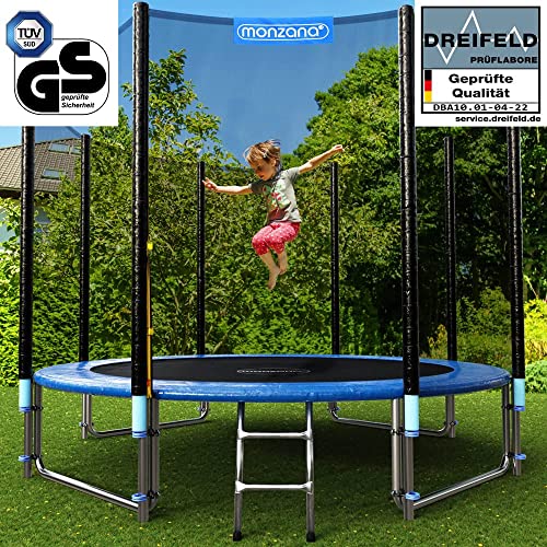 MONZANA® Trampolin Ø 305 cm TÜV SÜD GS Zertifiziert Komplettset mit Sicherheitsnetz, Leiter, Randabdeckung & Zubehör - Kindertrampolin Gartentrampolin - 2