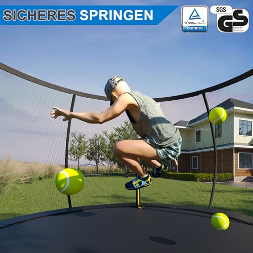 Devoko Trampolin Outdoor Ø 244/305/366/427 cm, vom TÜV Rheinland GS-Zertifikat, Kindertrampolin Gartentrampolin mit Sicherheitsnetz, Rundes Riesentrampolin mit Leiter und Schuhbeutel - 3