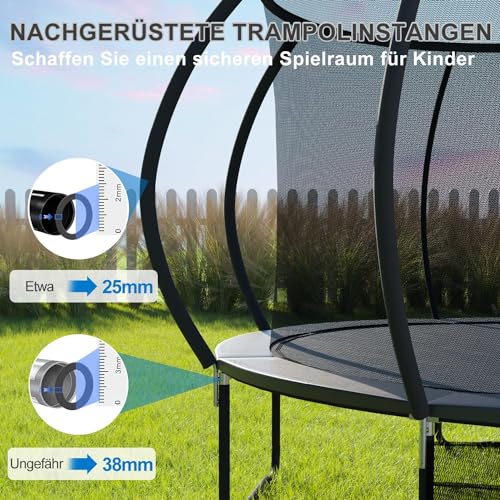 Devoko Trampolin Outdoor Ø 244/305/366/427 cm, vom TÜV Rheinland GS-Zertifikat, Kindertrampolin Gartentrampolin mit Sicherheitsnetz, Rundes Riesentrampolin mit Leiter und Schuhbeutel - 8