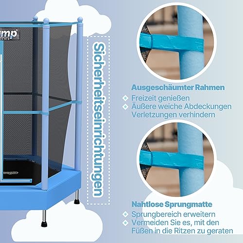 LEJUMP LeJump 140cm Brightmoon Indoor Trampolin mit Gummiseil-Federung und Sicherheitsnetz, gepolstert Stangen, Schutzpolster | Kindertrampolin Indoor Fun Garten Spielzeug - 5